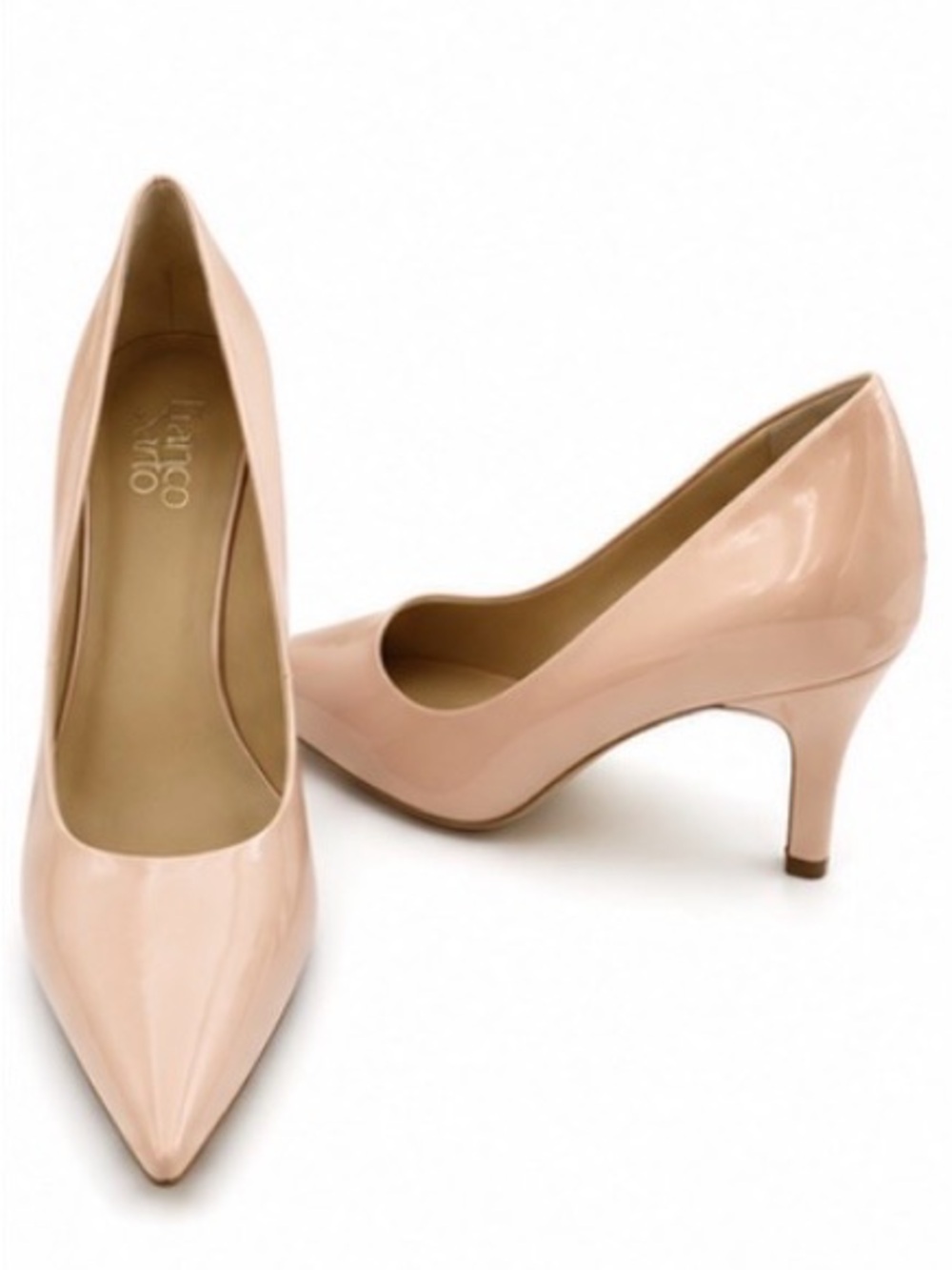 Franco Sarto Blush Pink Patent Pointed Toe Mid Heel Pump 9.5